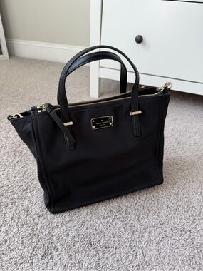 kate spade Black Nylon Top-handle Tote with Gold Hardware